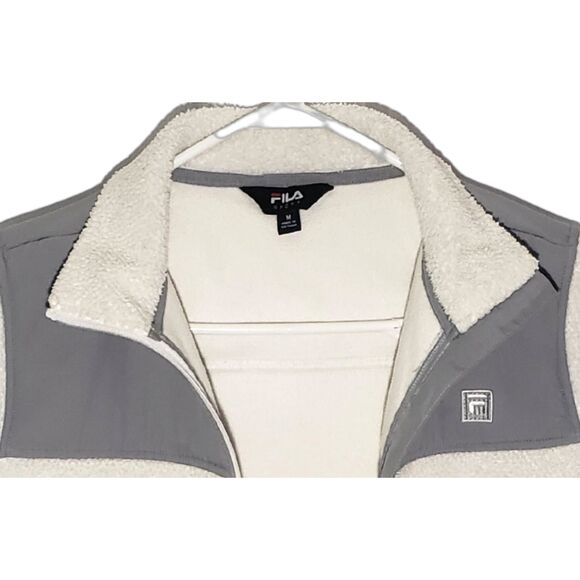 Fila Sport Fleece Jacket Women's Medium White and Grey Polyester - Picture 2 of 4